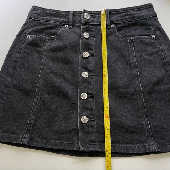 American Eagle Button Front Denim Mini Skirt Washed Black - Picture 8 of 8